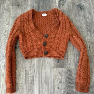 Wilfred Burnt Orange Cropped Chunky Cable Knit Cardigan w/ Buttons *sold as is*